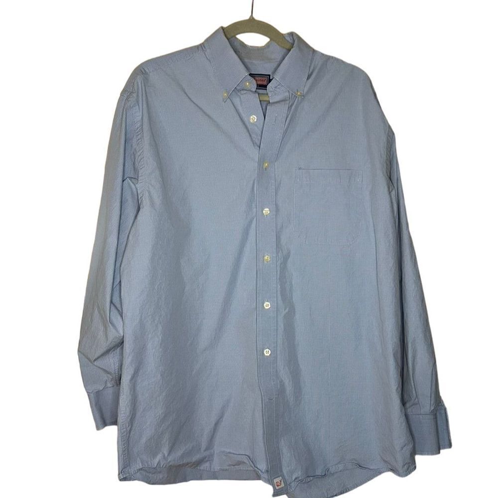 Vineyard Vines Men's Blue gingham Button-Up Long Sleeve Shirt poplin XL